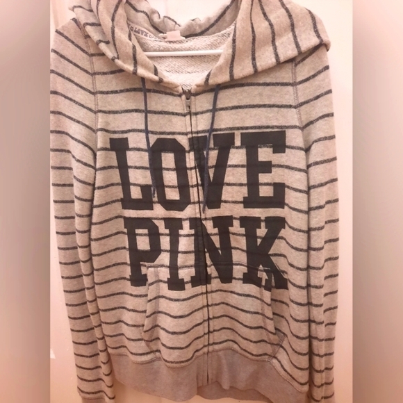 PINK Victoria's Secret Tops - PINK Striped Hoodie